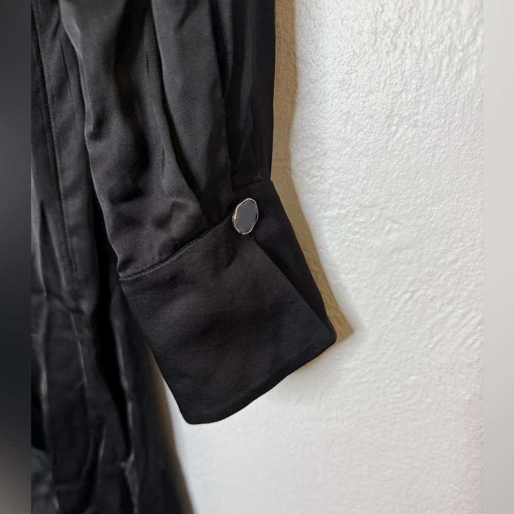 ASTR The Label Elizabello Satin Midi Shirt Dress Black NEW Size Small - Picture 8 of 14